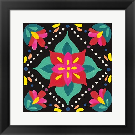 Framed Floral Fiesta Tile XI Print