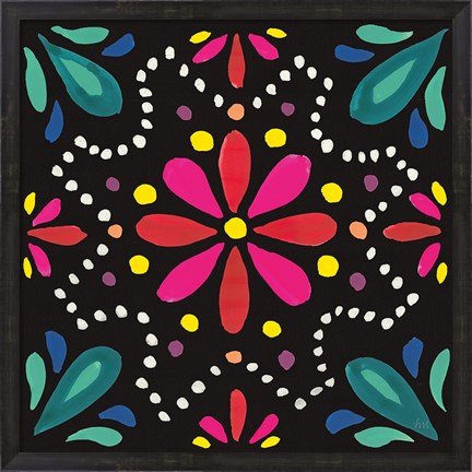 Framed Floral Fiesta Tile II Print