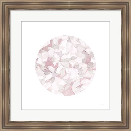 Framed Leafy Abstract Circle I Blush Gray Print