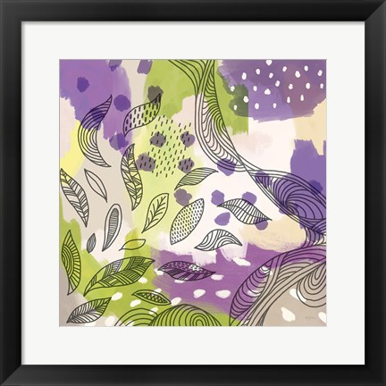 Framed Bright Life III Purple Yellow Line Crop Print