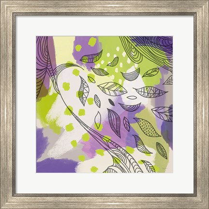 Framed Bright Life II Purple Yellow Line Crop Print