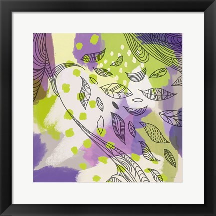 Framed Bright Life II Purple Yellow Line Crop Print