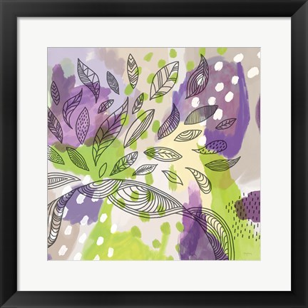 Framed Bright Life I Purple Yellow Line Crop Print