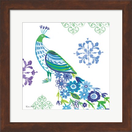 Framed Jewel Peacocks IV Print