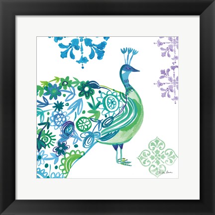 Framed Jewel Peacocks II Print