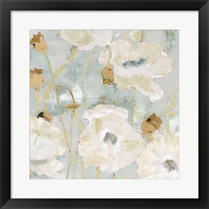 Framed Poppies in the Wind Cream square Print