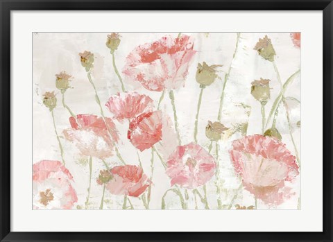 Framed Poppies in the Wind Blush Landscape Print