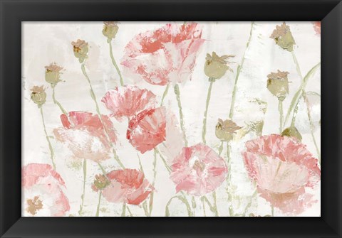 Framed Poppies in the Wind Blush Landscape Print