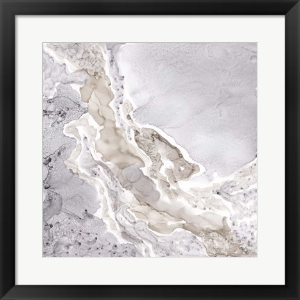 Framed Silver and Grey Mineral Abstract Print