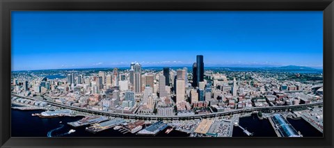 Framed Aerial View of a Cityscape, Seattle, Washington Print