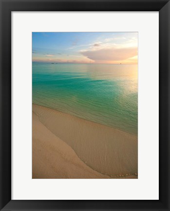 Framed Elevated View of Beach at Sunset, Great Exuma Island, Bahamas Print