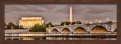 Framed Arlington Memorial Bridge with Lincoln Memorial and Washington Monument, Washington DC Print