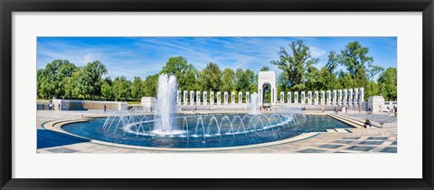 Framed View of Fountain at National World War II Memorial, Washington DC Print