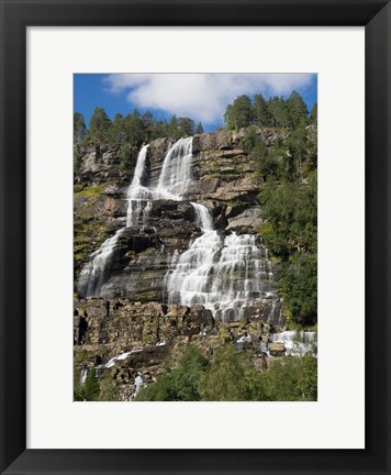 Framed Low angle view of Tvindefossen Waterfall, Voss, Norway Print