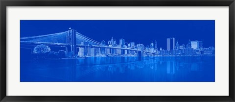 Framed Brooklyn Bridge in Blue Print