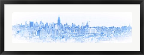 Framed Blue Skylines in a City, Manhattan Print