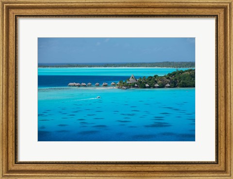 Framed Bungalows on the Beach, Bora Bora, French Polynesia Print