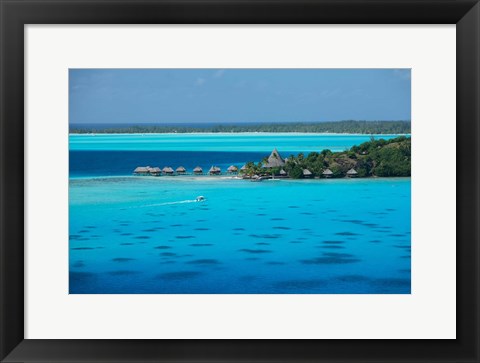 Framed Bungalows on the Beach, Bora Bora, French Polynesia Print