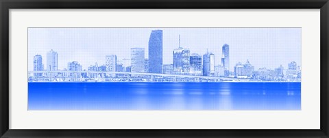 Framed View of Skylines at Night, Miami, Florida Print