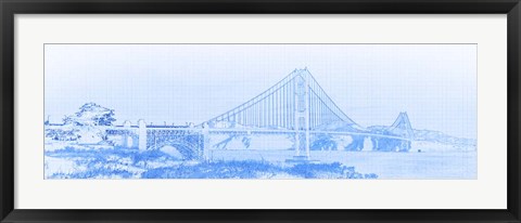 Framed Golden Gate Bridge, San Francisco, California (Blue) Print