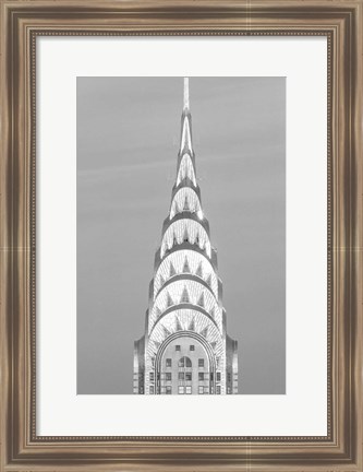 Framed Close up of the Chrysler Building at Sunset (BW) Print