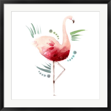 Framed Tropical Icons Flamingo Print