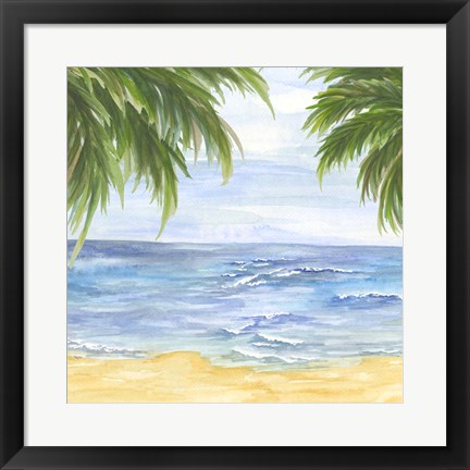 Framed Beach and Palm Fronds II Print