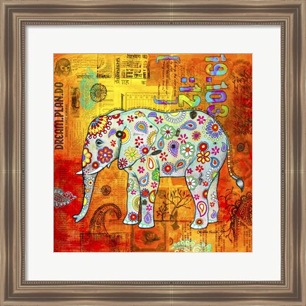 Framed Mosaic Elephant II Print