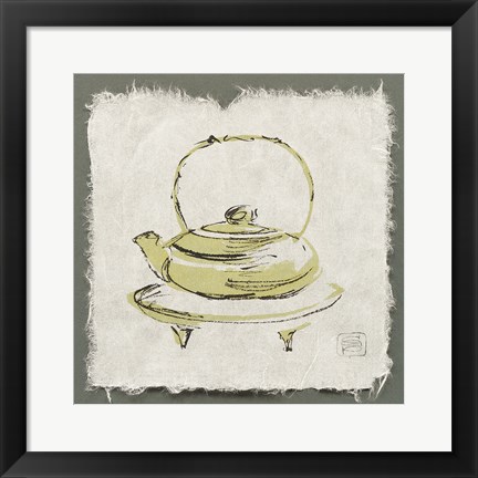 Framed Green Teapot Print