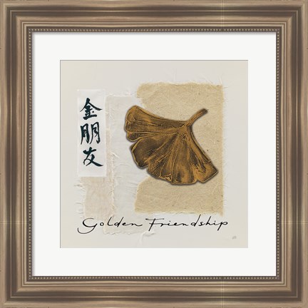 Framed Bronze Leaf I Golden Friendship Print