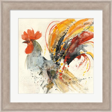 Framed Festive Rooster II Print