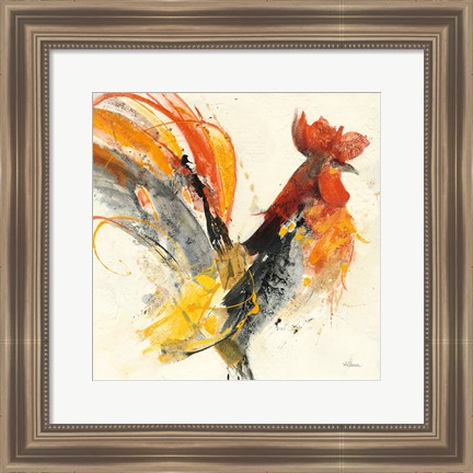 Framed Festive Rooster I Print