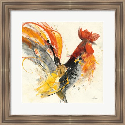 Framed Festive Rooster I Print