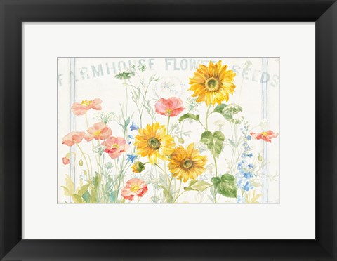 Framed Floursack Florals I Print