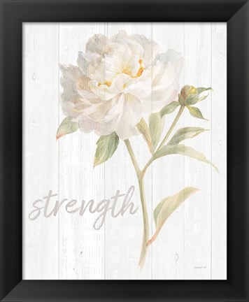 Framed Garden Peony on Wood Strength Print