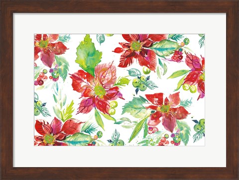 Framed Poinsettia Pretty V Print