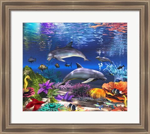 Framed Beneath the Cerulean Sea Print