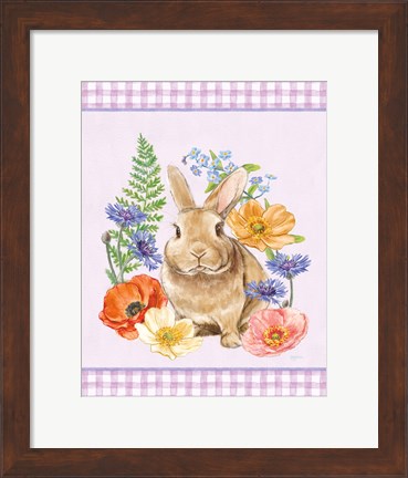 Framed Sunny Bunny II Checker Border Purple Print