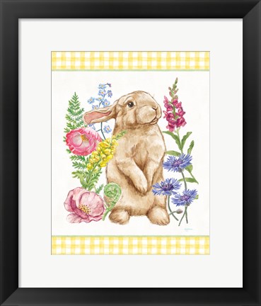 Framed Sunny Bunny III Checker Border Print