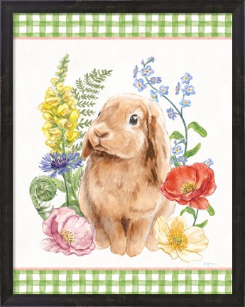 Framed Sunny Bunny I Checker Border Print