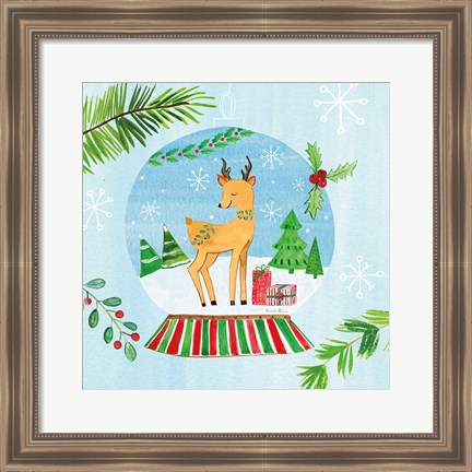 Framed Snow Globe Animals I Print