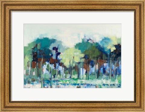 Framed Blue Green Tree Reflections Print