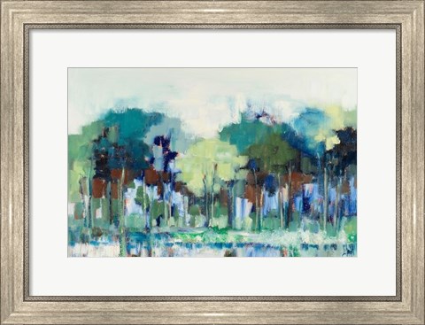 Framed Blue Green Tree Reflections Print