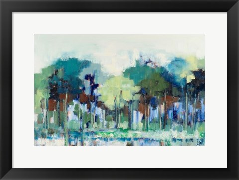 Framed Blue Green Tree Reflections Print