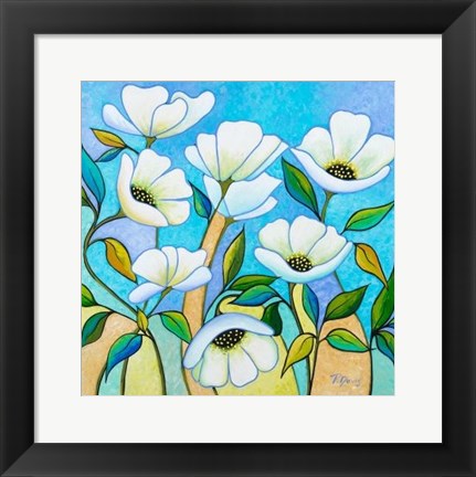 Framed White Poppies Print