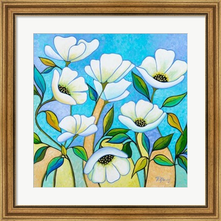 Framed White Poppies Print