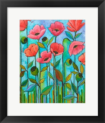 Framed Coral Poppies Print