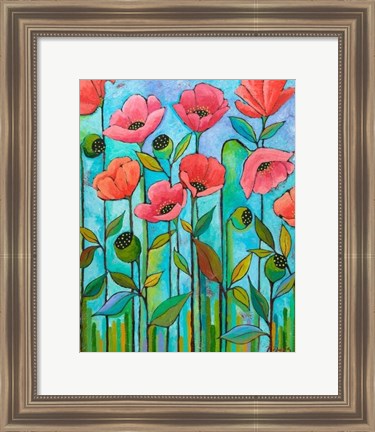 Framed Coral Poppies Print