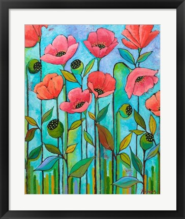 Framed Coral Poppies Print