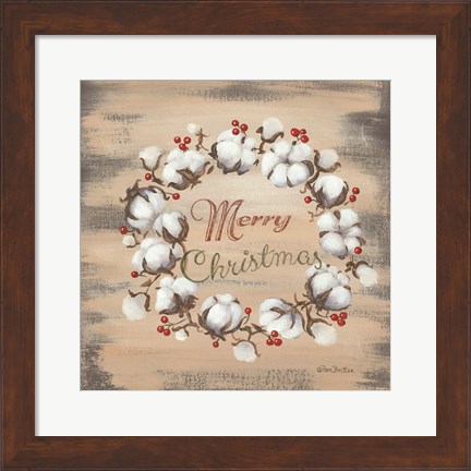 Framed Cotton Wreath Holiday Print